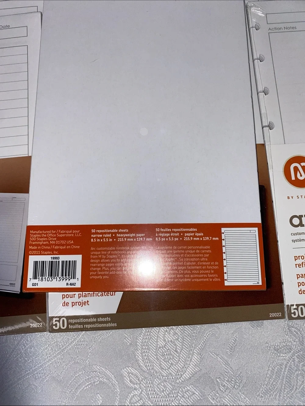 Lot of 7 Staples Arc Notebook System Refill Paper 8.5x11 Heavyweight 50ct